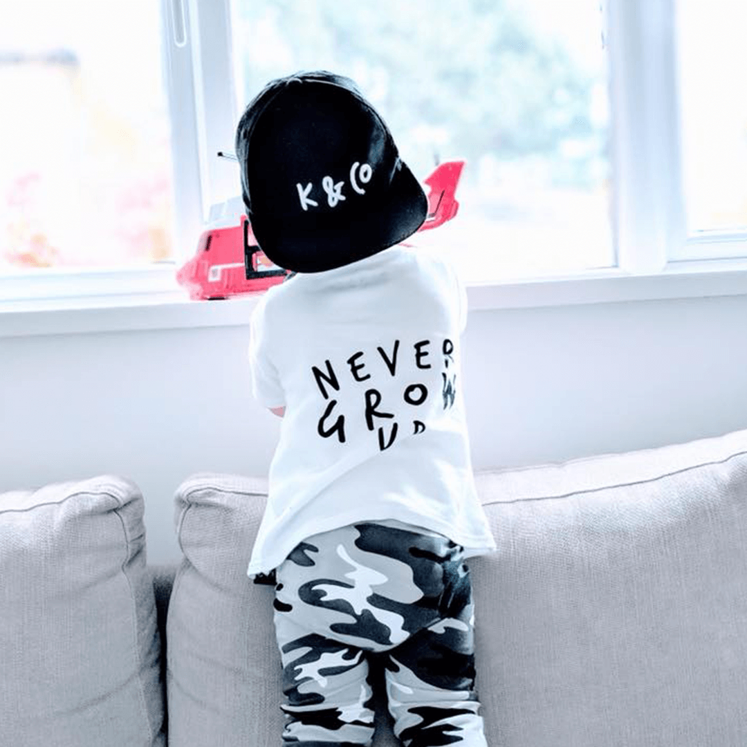 Never Grow Up Unisex Short Sleeve Baby T-Shirt